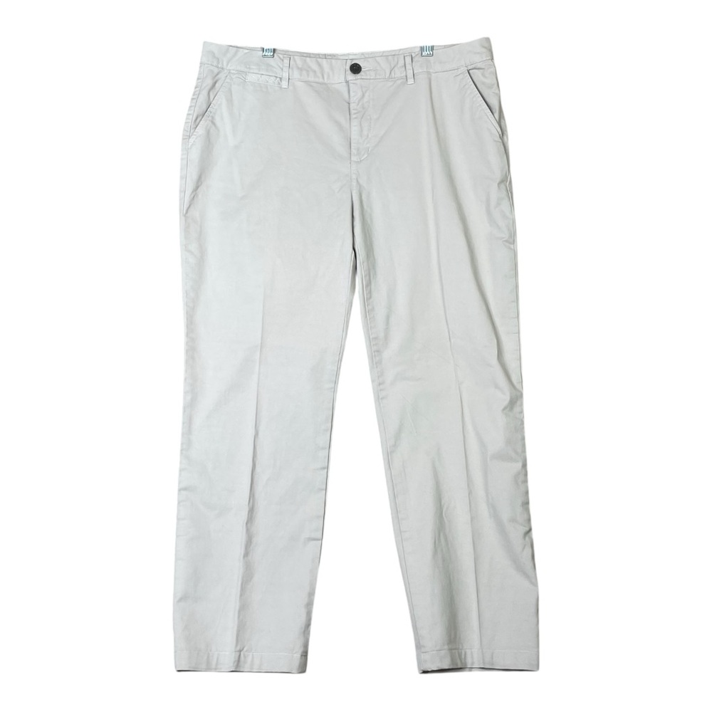 GARNET HILL Women Pants Size 14(36x28)Organic Cotton Beige High Rise Casual
